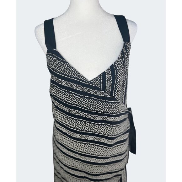 Venus Black & White Geometric Print Sleeveless Wrap Dress Beach Cover-up Medium - Picture 9 of 15